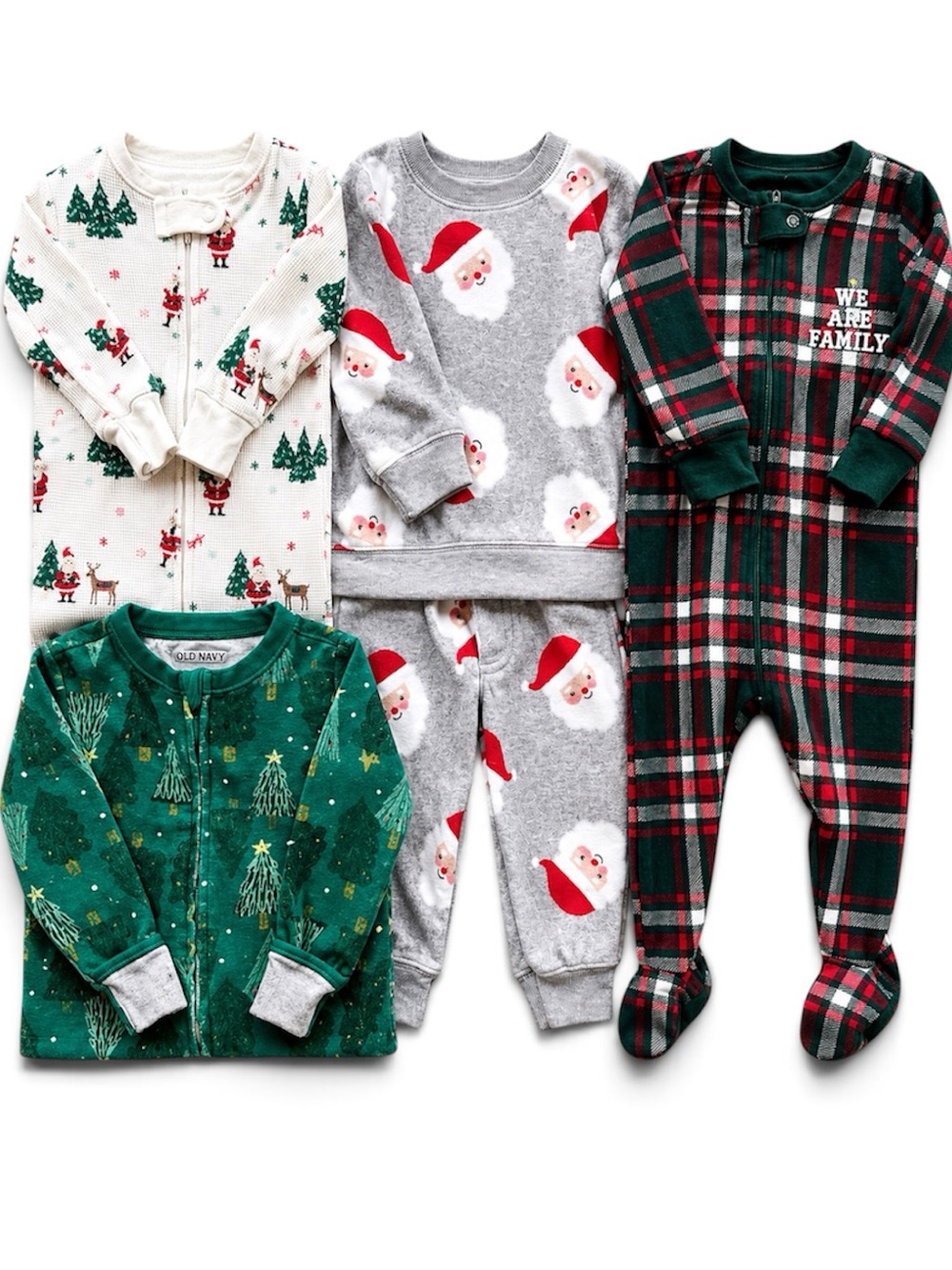 Baby Christmas Outfit bundle Holiday Pajama Bundle 3-6 Months Plaid, Santa, Tree